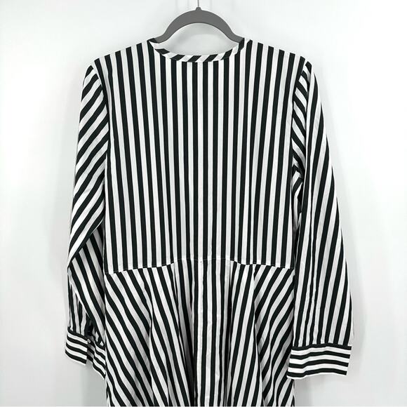 Madewell Tie-Waist Midi Shirtdress in Stripe Deep Forest Size 10 - Picture 7 of 9